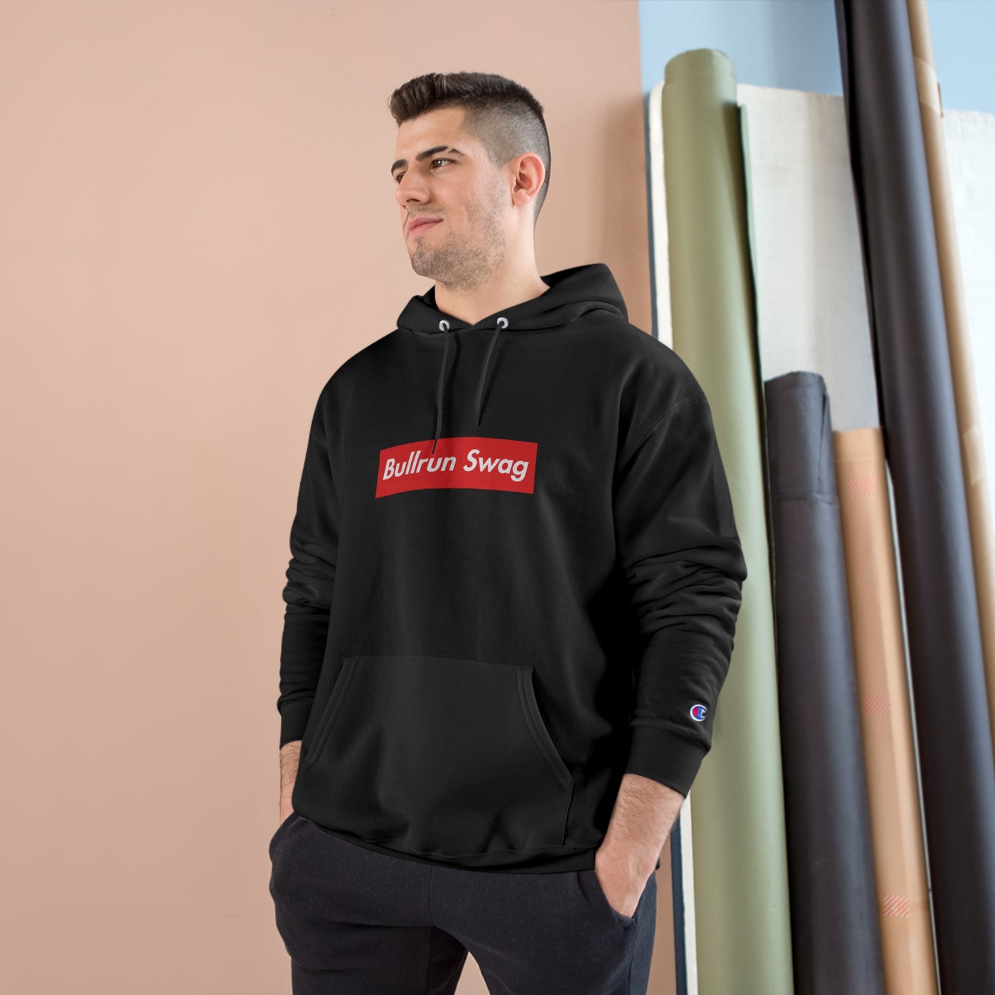 Champion 'trenches loading' hoodie w/box logo.